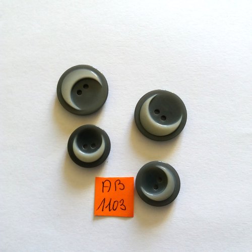 4 boutons en résine gris - 22mm et 18mm - ab1103