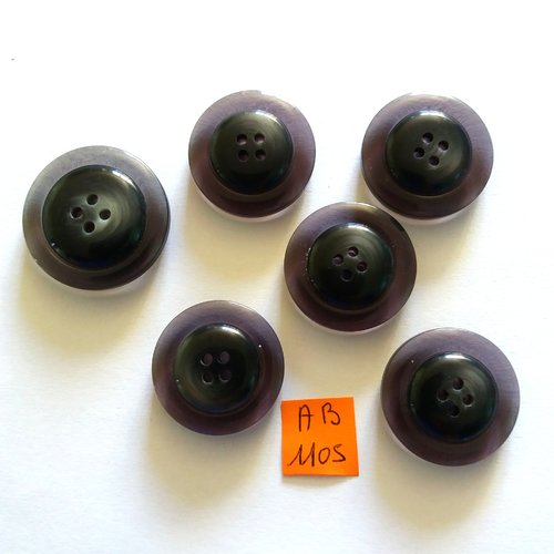 6 boutons en résine gris opaque - 31mm et 27mm - ab1105