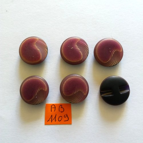 6 boutons en résine violet - 18mm - ab1109