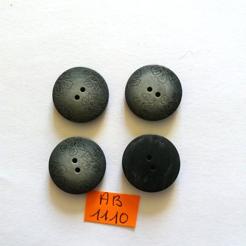 4 boutons en résine gris - 22mm - ab1110