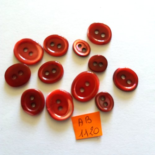 12 boutons en nacre rouge - taille diverse - ab1120