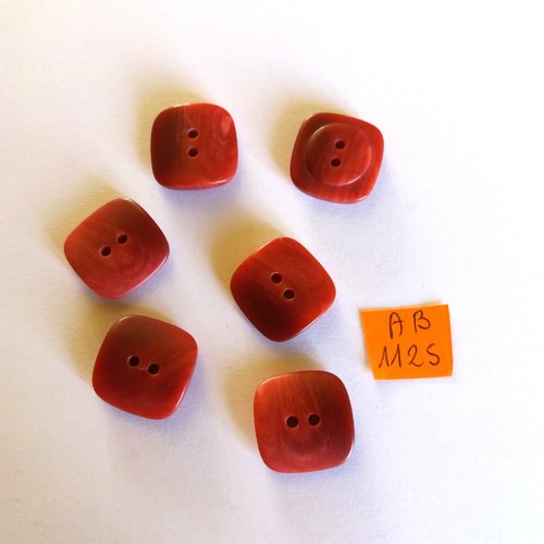 6 boutons en résine rouge foncé - 19mm - ab1125