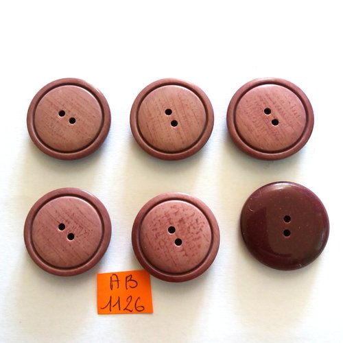6 boutons en résine mauve - 27mm - ab1126