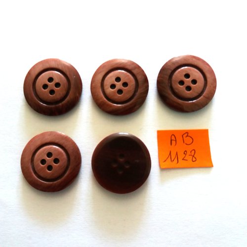 5 boutons en résine marron - 23mm - ab1128