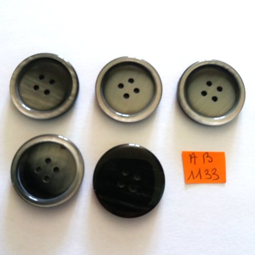 5 boutons en résine gris - 28mm - ab1133