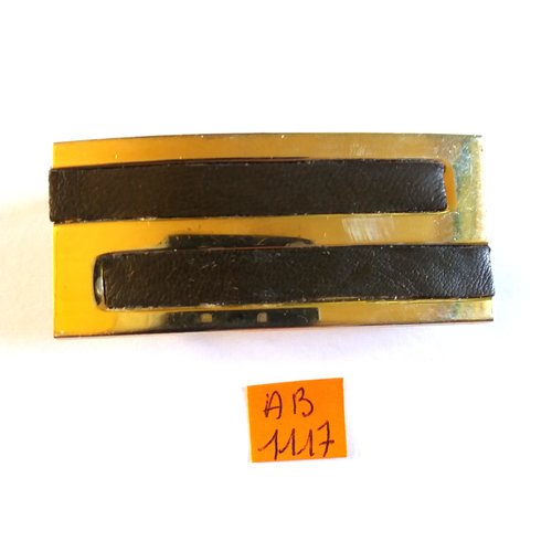 1 boucle de ceinture en métal doré et marron - ancienne - 65x28mm - ab1117