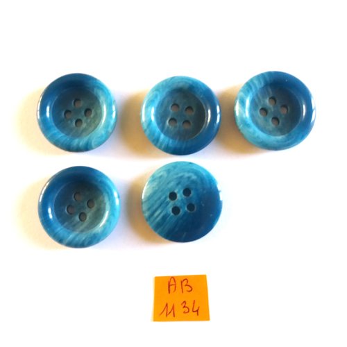 5 boutons en résine bleu - 25mm - ab1134