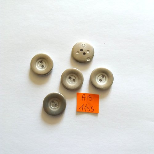 5 boutons en métal argenté - 18mm - ab1155