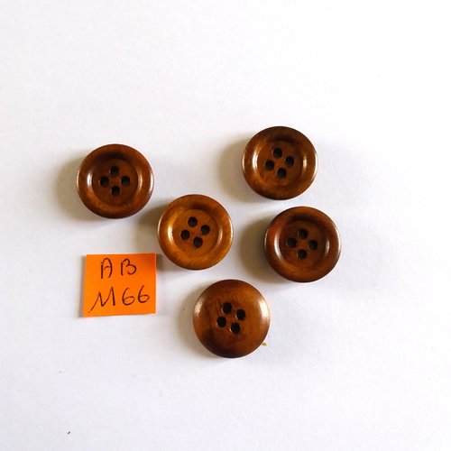 5 boutons en bois marron - 18mm - ab1166