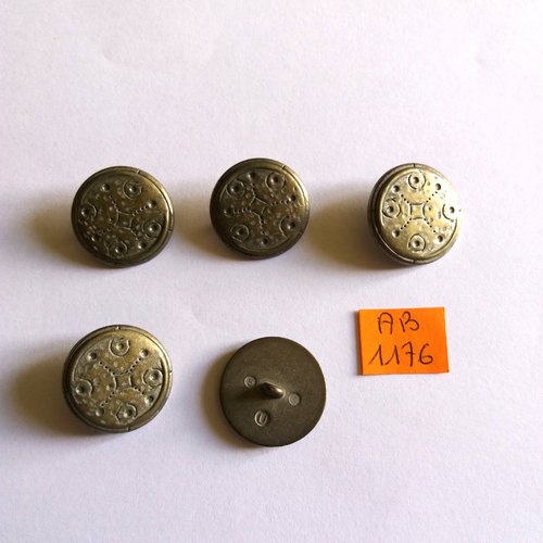 5 boutons en métal bronze - ancien - 23mm - ab1176