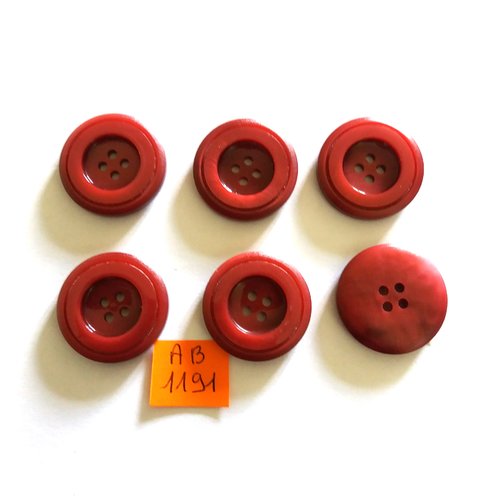 6 boutons en résine bordeaux - 27mm - ab1191