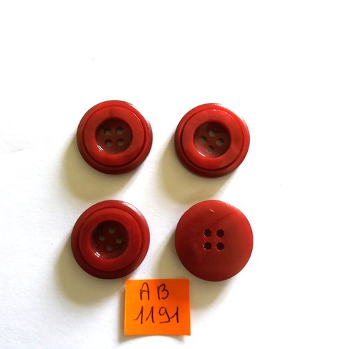 4 boutons en résine bordeaux - 23mm - ab1191
