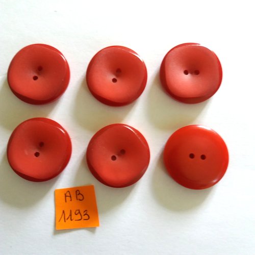 6 boutons en résine rouge - 27mm - ab1193