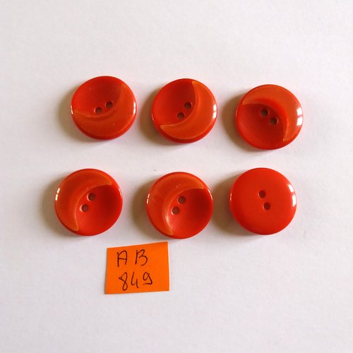 6 boutons en résine rouge - 22mm - ab849