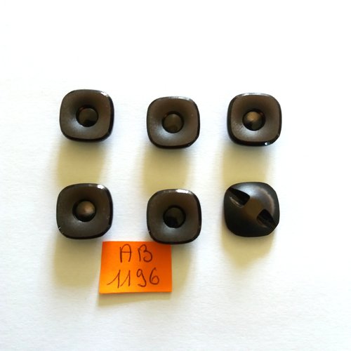 6 boutons en résine marron - 16x16mm - ab1196