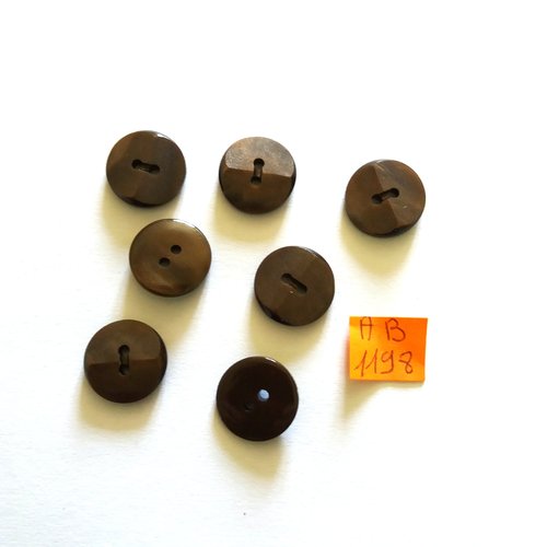7 boutons en résine marron - 15mm - ab1198