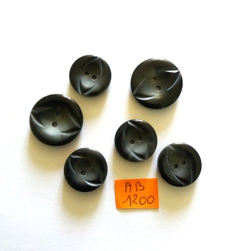 6 boutons en résine gris - 22mm et 18mm - ab1200