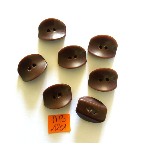 7 boutons en résine marron - 15x20mm - ab1201
