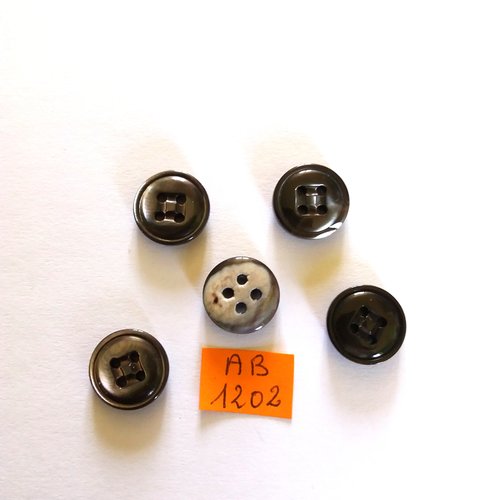 5 boutons en nacre gris - 15mm - ab1202