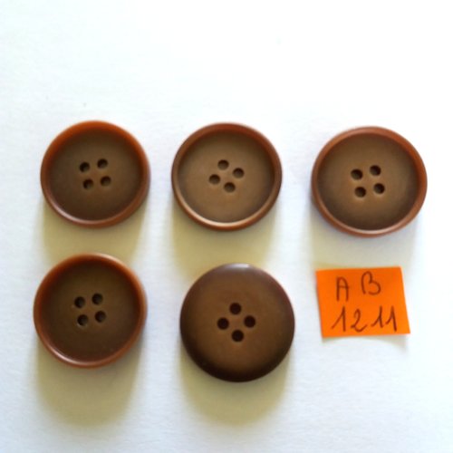 5 boutons en résine marron - 22mm - ab1211
