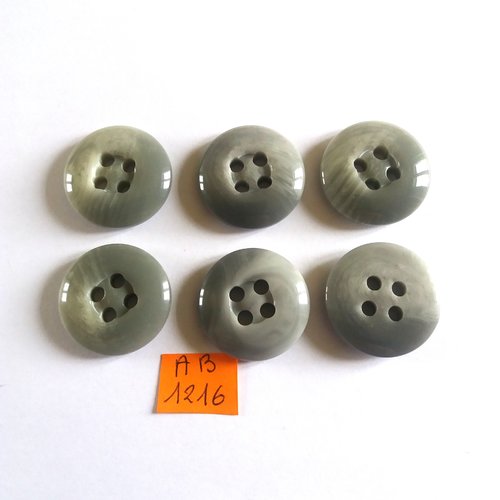 6 boutons en résine gris - 28mm - ab1216