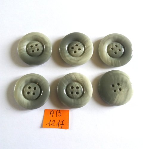 6 boutons en résine gris - 28mm - ab1217