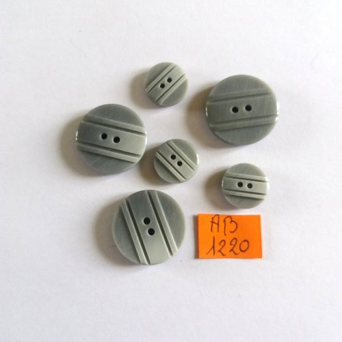 6 boutons en résine gris -22mm et 14mm - ab1220