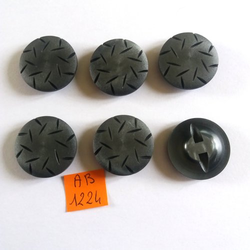 6 boutons en résine gris - 27mm - ab1224