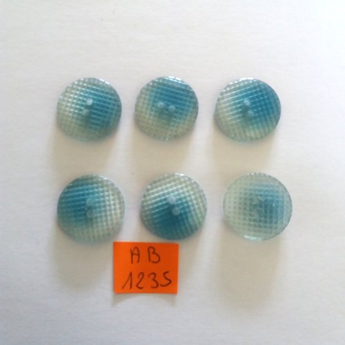 6 boutons en résine bleu transparent - 21mm - ab1235