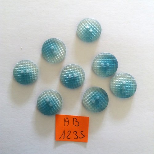 8 boutons en résine bleu transparent - 15mm - ab1235