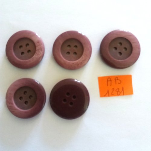 5 boutons en résine violet foncé - 27mm - ab1281