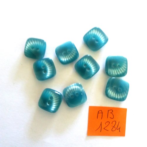 9 boutons en résine bleu - 12x12mm - ab1284