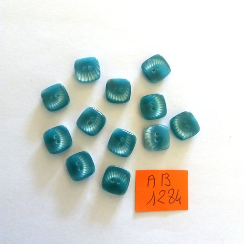 12 boutons en résine bleu - 10x10mm - ab1284