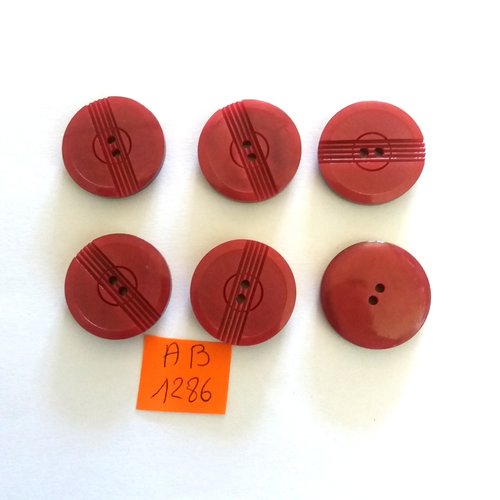 6 boutons en résine bordeaux - 23mm - ab1286