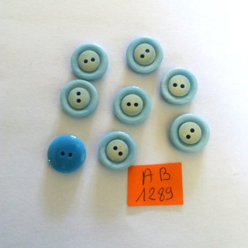 8 boutons en résine bleu clair - 14mm - ab1289