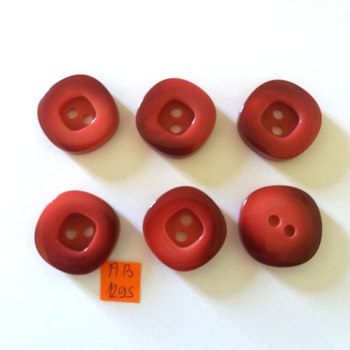 6 boutons en résine rose/rouge - 26mm - ab1295