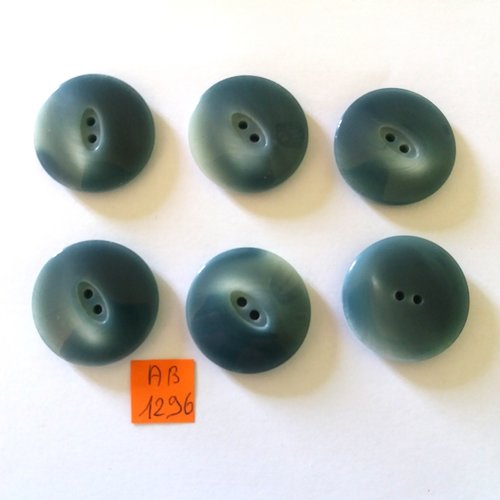 6 boutons en résine bleu - 28mm - ab1296