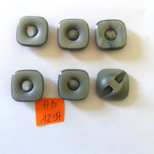 6 boutons en résine gris - 19x19mm - ab1297