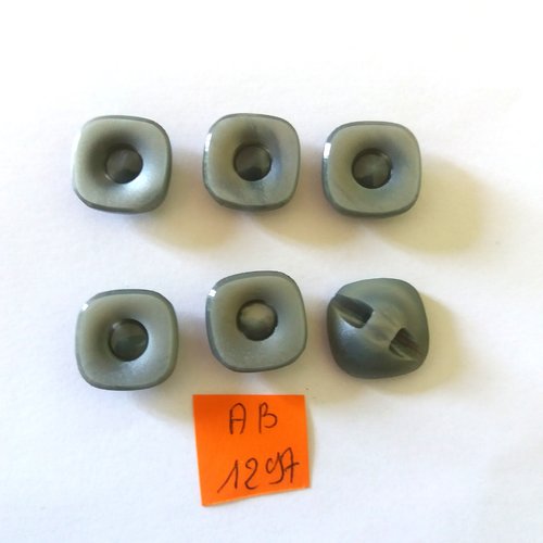 6 boutons en résine gris - 15x15mm - ab1297