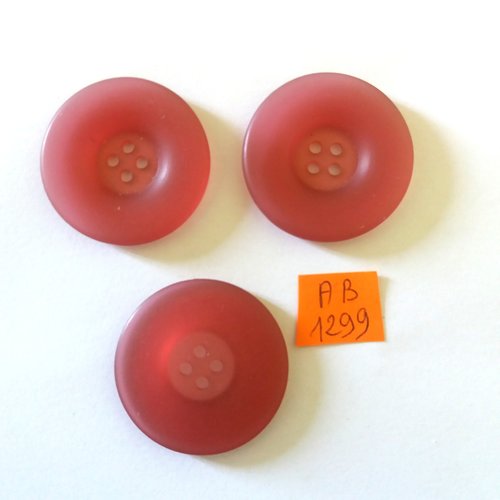 3 boutons en résine rose opaque - 34mm - ab1299