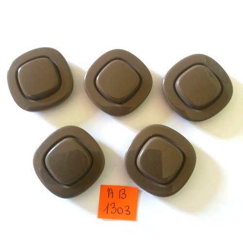 5 boutons en résine taupe - 31x31mm - ab1303