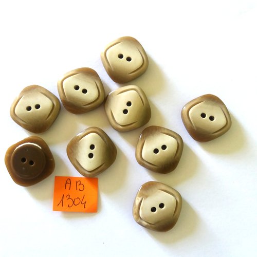 9 boutons en résine beige - 19x19mm - ab1304