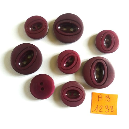 8 boutons en résine violet - 23mm et 17mm - ab1238