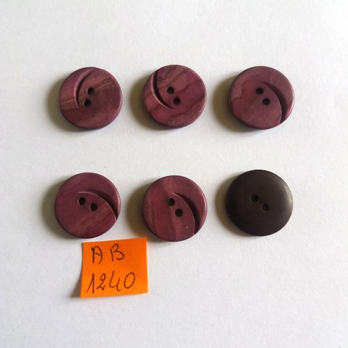6 boutons en résine violet - 18mm - ab1240