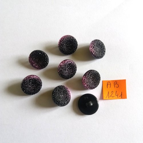 8 boutons en résine violet et noir - 15mm - ab1241