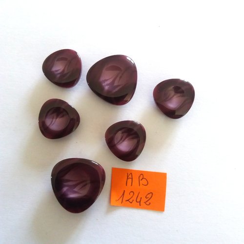 6 boutons en résine violet - 21mm et 17mm - ab1242