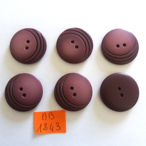 6 boutons en résine violet - 27mm - ab1243