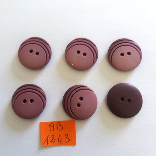 6 boutons en résine violet - 22mm - ab1243