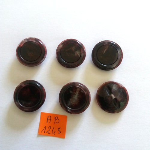 6 boutons en résine marron - 23mm - ab1245