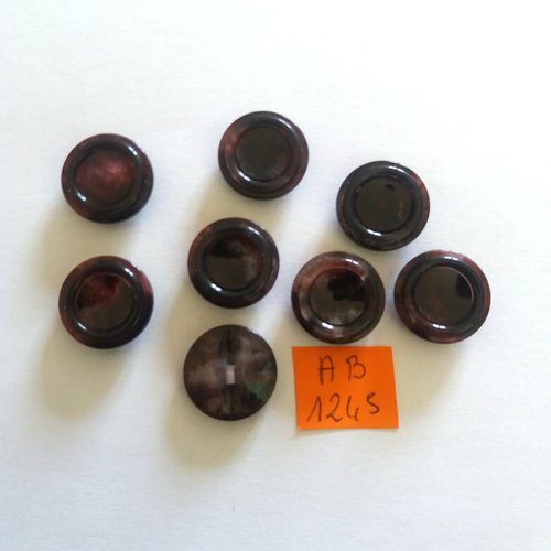 8 boutons en résine marron - 18mm - ab1245